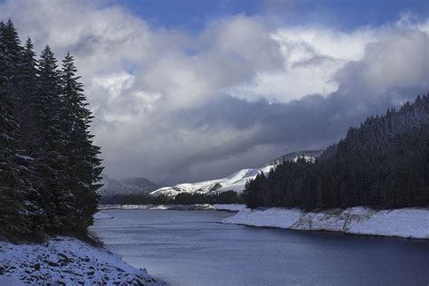 Free Download Winter River Forest Mountains Clouds Snow Water
