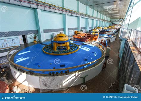 Turbines In The Main Engine Room Of The Zeya Hydroelectric Station Editorial Stock Image