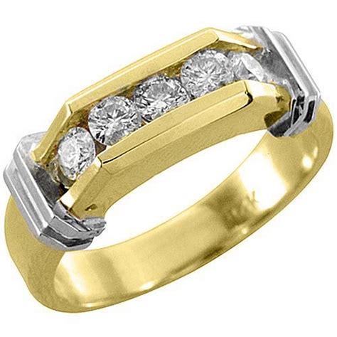 Thejewelrymaster 14k Yellow Gold Mens Brilliant Round Cut 5 Stone