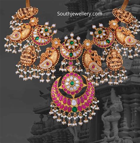 Antique Gold Lakshmi Peacock Kundan Necklace Indian Jewellery Designs