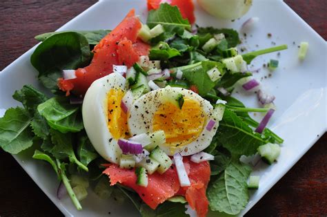 Serve with crispy salad and flavoured crème fraîche and try adding wholegrain mustard, horseradish or lemon juice and black pepper. Hard-Boiled Eggs & Smoked Salmon Breakfast — What Runs Lori