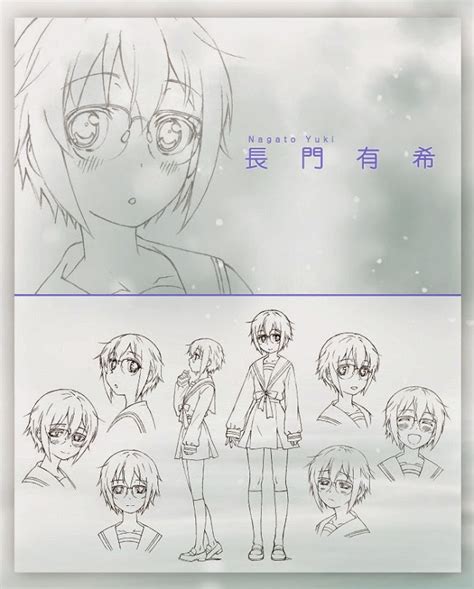 Primeros Bocetos De Personajes Del Anime Nagato Yuki Chan No Shoushitsu