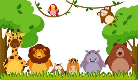 Background Template With Wild Animals In Park 447065 Vector Art At Vecteezy