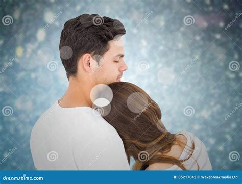 Composite Image Of Romantic Couple Embracing Each Other Stock Illustration Illustration Of
