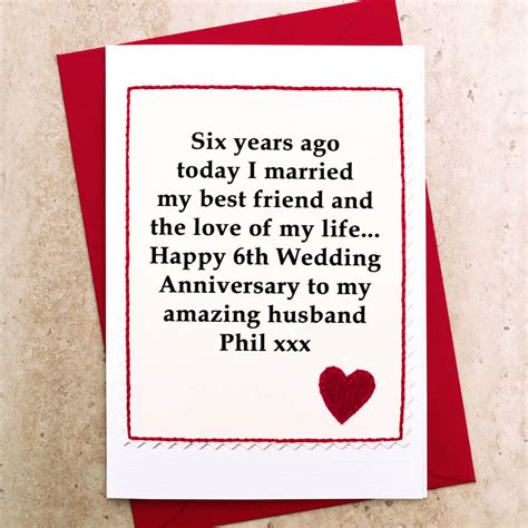 Personalised 6th Wedding Anniversary Card By Jenny Arnott Cards And Ts