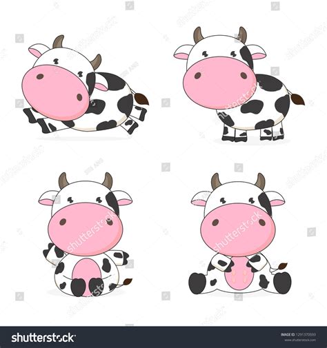 Cute Cow Cartoon Character Vector Illustration Stock Vector Royalty