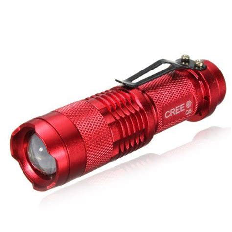 Bestsun Mini Red Led Flashlight Zoomable 3 Mode Adjustable Focus Super
