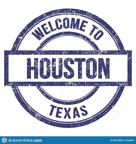 Welcome To Houston Texas Words Written On Blue Stamp Stock Image