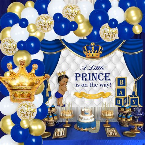 Royal Prince Baby Shower Decorations Balloon Garland Kit Blue And Gold