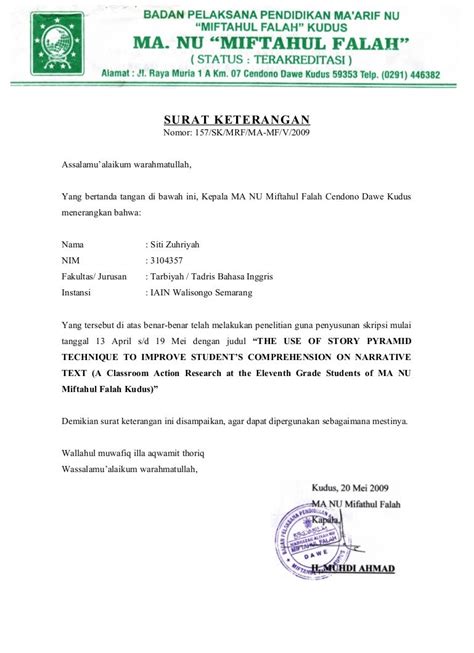 Format Surat Balasan Izin Penelitian - Delinewstv