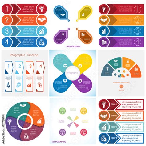 Collections Infographics Elements Template 4 Positions Stock Image