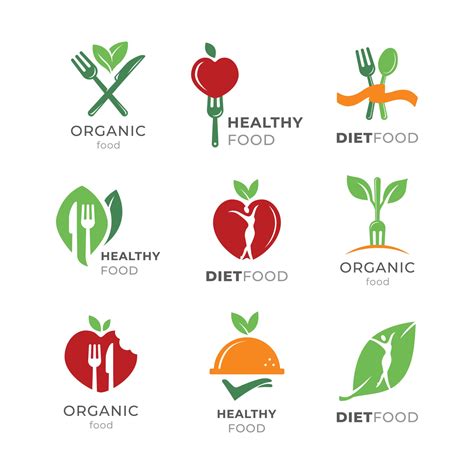 Conjunto De Logotipos Simples De Alimentos Saludables 2258147 Vector En