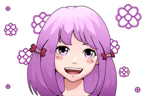 Cute Ponytails Purple Hair Anime Girl Character Illustration 3065896