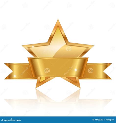 Gold Star Award With Shiny Ribbon With Sp Stock Photography Image