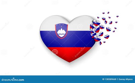 National Flag Of Slovenia In Heart Illustration With Love To Slovenia
