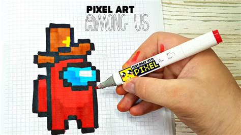 Among Us • МИРНЫЙ В ШЛЯПЕ Pixel Art РИСУНКИ ПО КЛЕТОЧКАМ Draw Youtube