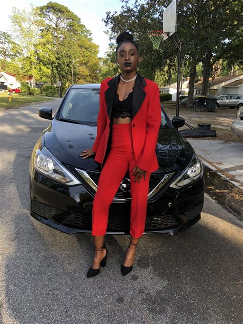 Custom Red And Black Womens Suit With Brallete Prom2018 Prom2k18