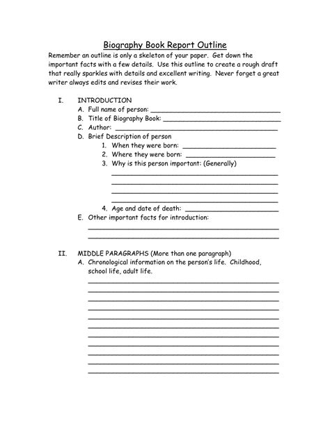 Biography Book Report Outline Template Fill Out Sign Online And