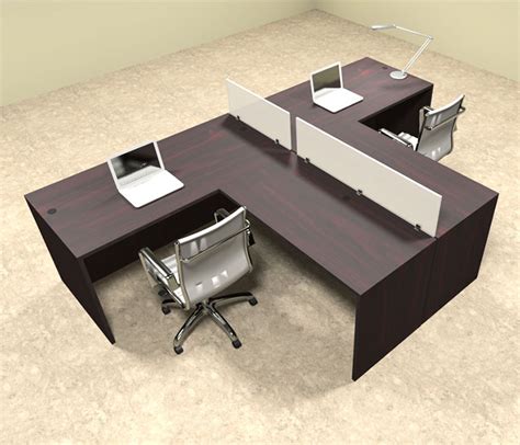 Two Person L Shaped Divider Office Workstation Desk Set Ot Sul Sp43