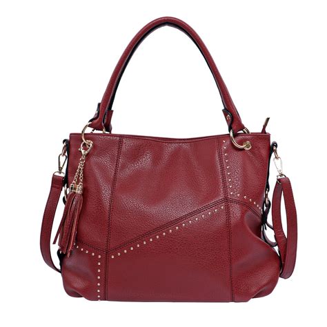 Handbags Lavawa Patchwork Tassel Studs Tote Shoulder Bag Crossbody