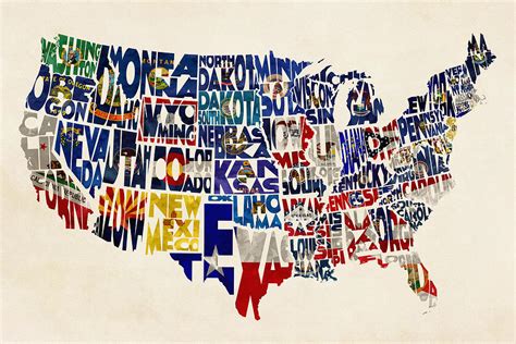 United States Flags Map Painting By Ayse Deniz