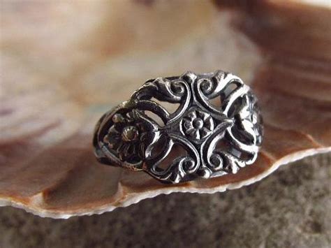 Openwork Silver Ringoxidized Silver Ringstatement Ring Etsy