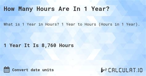 How Many Hours Are In 1 Year Calculatio