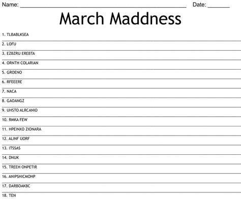 March Maddness Word Scramble Wordmint