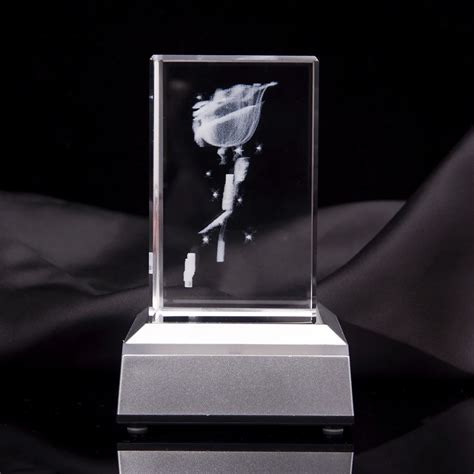 New Design 3d Laser Etched Crystal Blank Block Glass Cube With Led Light Base For Custom