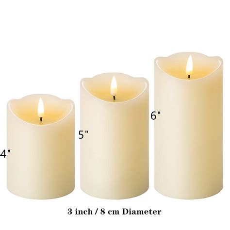 Eywamage Real Wick Wax Flameless Candles With Remote Set Of 3 Electric