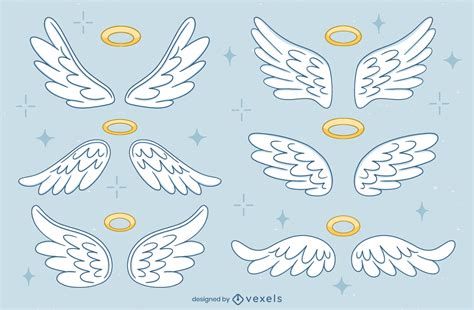 Cute Angel Wings Illustration Set Vector Download