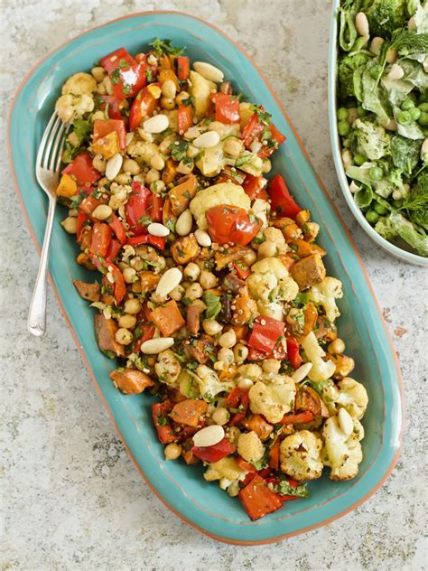 Roasted Vegetable And Chickpea Salad With A Smokey Paprika Dressing