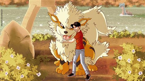 Pokémon Trainer And Arcanine Digital Artist Pokemon Trainer Artist