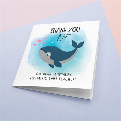 Thank You Swimming Teacher Card Swim Teacher Thank You Etsy