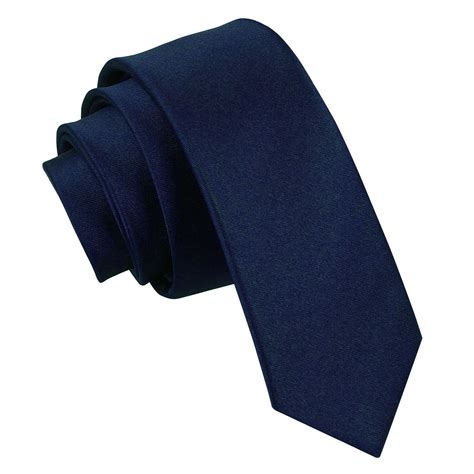 Dqt Satin Plain Solid Navy Blue Formal Wedding Mens Skinny Tie Ebay