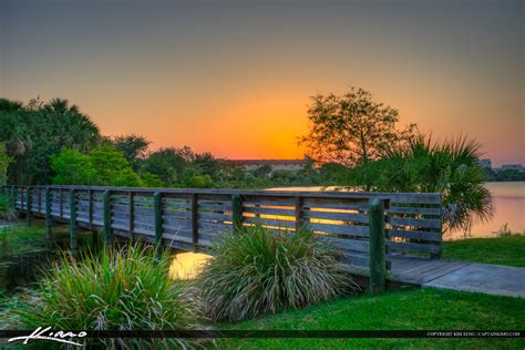 Boardwalk Bridge Hillmoor Park Sunset In Port St Lucie Florida Hdr