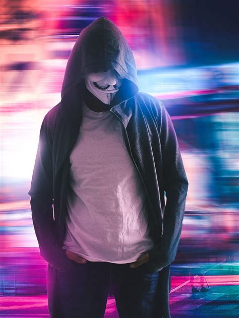 1536x2048 Masked Man Anonymous Hoodie Hacker Neon Hacker Neon Hd