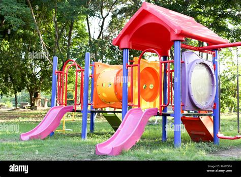 Colorful Children Play Ground In Park Stock Photo Alamy