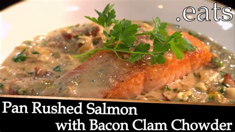 Add the campbell's new england clam chowder (1 cup) , milk (1/2 cup) and cream (1 tbsp) into a pan. Professional Chef's Best Salmon Recipe! - YouTube