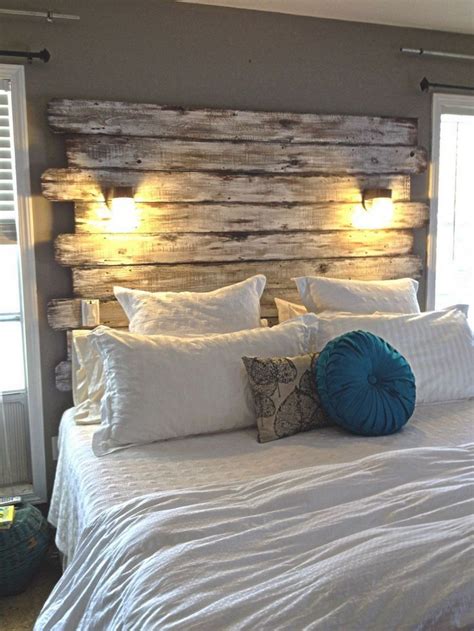 Diy Pallet Headboard With Lights Pallet Wood Projects