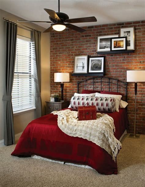 Rustic Brick And Stone Looks Great In The Bedroom Brick Wall Bedroom