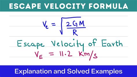 Escape Velocity Formula Youtube