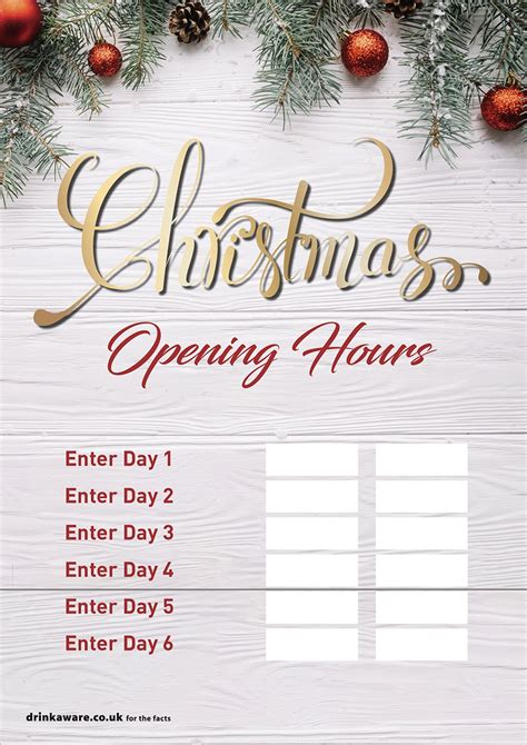 Christmas Opening Hours Poster Promote Your Pub
