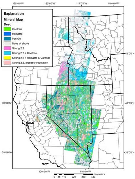 Thematic Mapper Derived Mineral Distribution Maps Of Idaho Nevada And