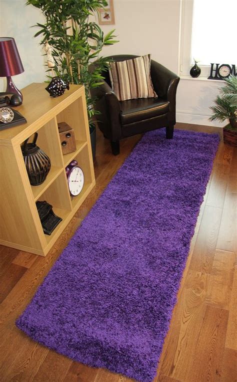 Thick Purple Modern Hall Runner Rug Soft Shaggy Long Runners Large Rug