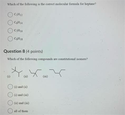 Solved Which Of The Following Is The Correct Molecular Formula For