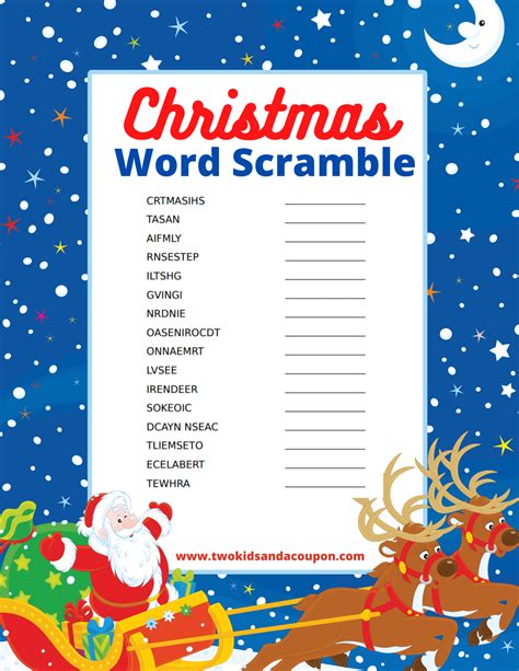 Free Christmas Word Scramble Games Printables Printable Templates