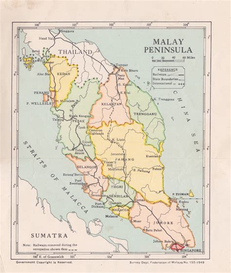 Map Of The Malay Peninsula Showing The Federation Of Malay Flickr