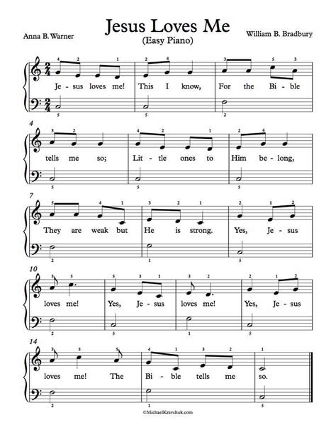 Free Piano Arrangement Sheet Music Jesus Loves Me Michael Kravchuk