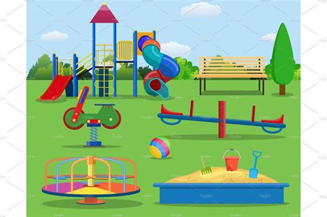 Cartoon Kids Playground Park